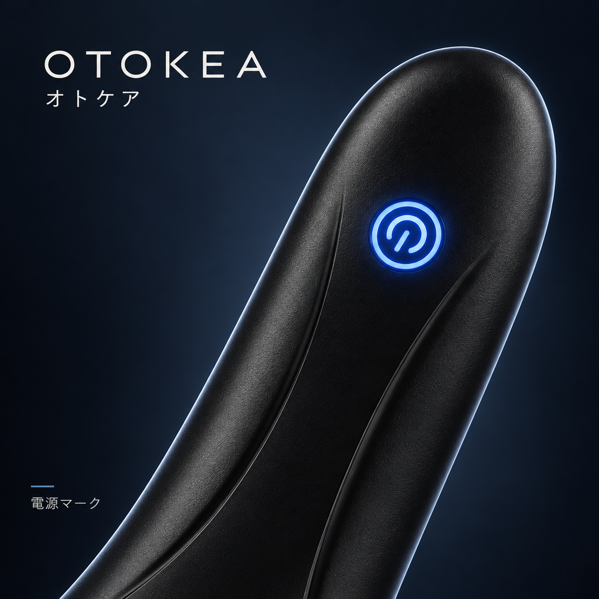 OTOKEA PROの上部と青い電源マークの拡大画像。